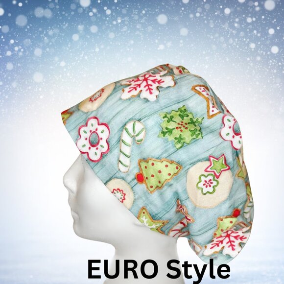 Christmas Icing Cookies ~ EURO Scrub Cap, Surgical Hat, OR, CNA, Gift - Picture 4 of 6